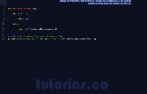 programacion en python: factorial recursivo