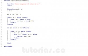 programacion en pseint: figura triangulo derecha