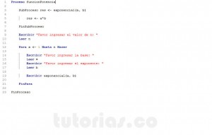 programacion en pseint: funcion potencia