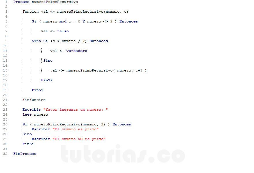 recursividad – pseint (numero primo recursivo)