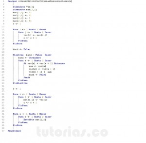 programacion en pseint: ordenar matriz por columnas descendentemente