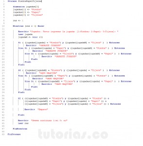 programacion en pseint: piedra papel o tijeras