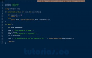 programacion en C++: potencia recursiva