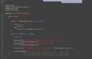 programacion en c#: producto entre dos numeros recursivo