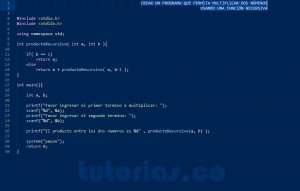 programacion en C: producto entre dos numeros recursivo