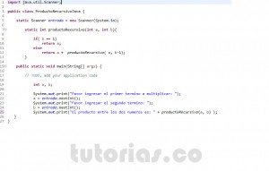 programacion en java: producto entre dos numeros recursivo
