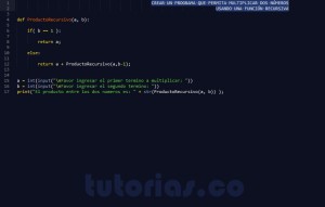 programacion en python: producto entre dos numeros recursivo