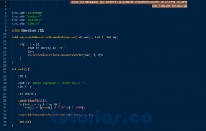 programacion en C++: recorrido recursivo ascendente vector
