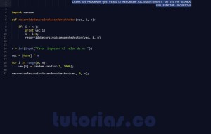 programacion en python: recorrido recursivo ascendente vector