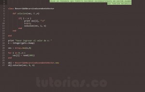 programacion en ruby: recorrido recursivo ascendente vector