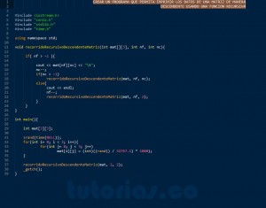 programacion en C++: recorrido recursivo descendente matriz
