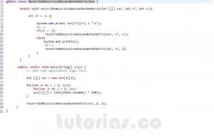 programacion en java: recorrido recursivo descendente matriz