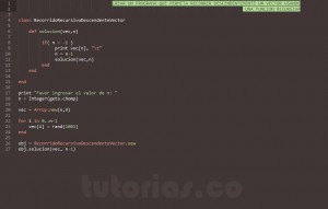 programacion en ruby: recorrido recursivo descendente vector