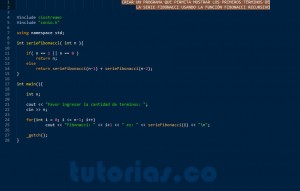 programacion en c++: serie fibonacci recursivo