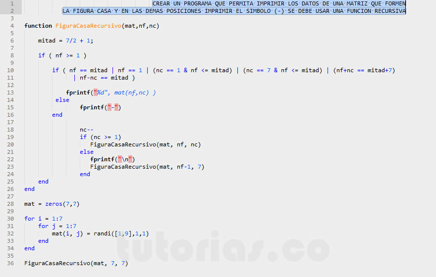 recursividad – matLab (figura casa)