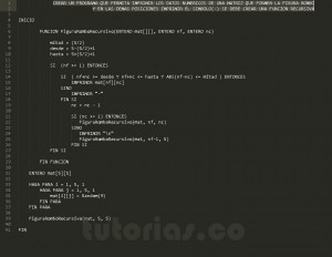 programacion en pseudocodigo: figura rombo recursivo