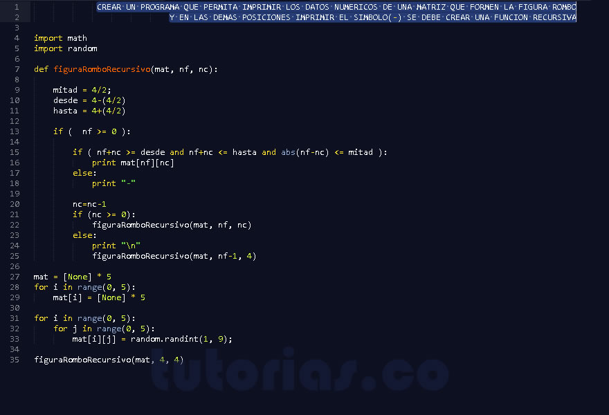 recursividad – python (figura rombo recursivo)