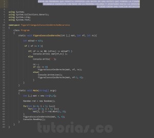 programacion en c#: figura triangulo isosceles derecho recursivo