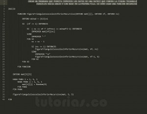 programacion en pseudocodigo: figura triangulo isosceles inferior recursivo