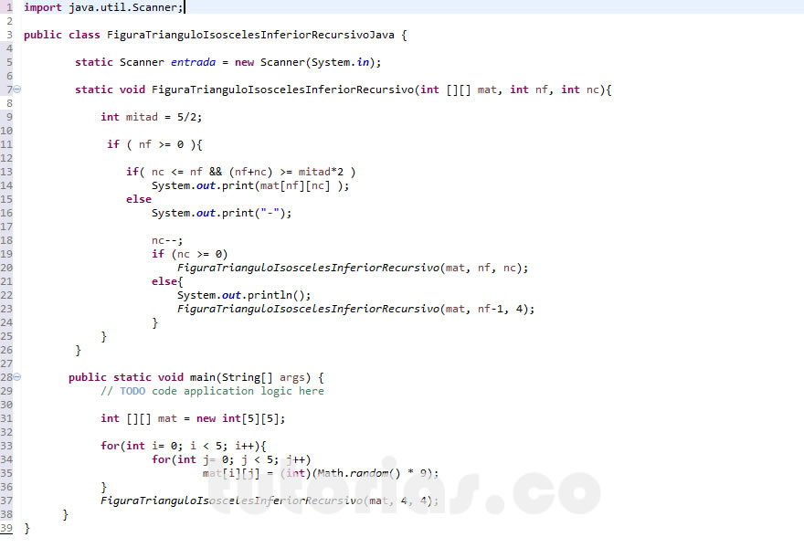 recursividad – java (figura triangulo isosceles inferior recursivo)