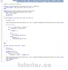 programacion en objective C: figura triangulo isosceles inferior recursivo