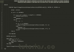 programacion en pseudocodigo: figura triangulo isosceles superior recursivo