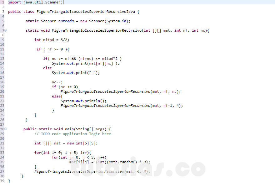 recursividad – java(figura triangulo isosceles superior recursivo)