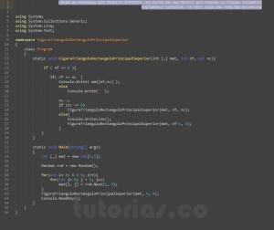 programacion en c#: figura triangulo rectangulo principal superior