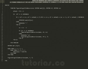 programacion en pseudocodigo: figura virgulilla recursivo