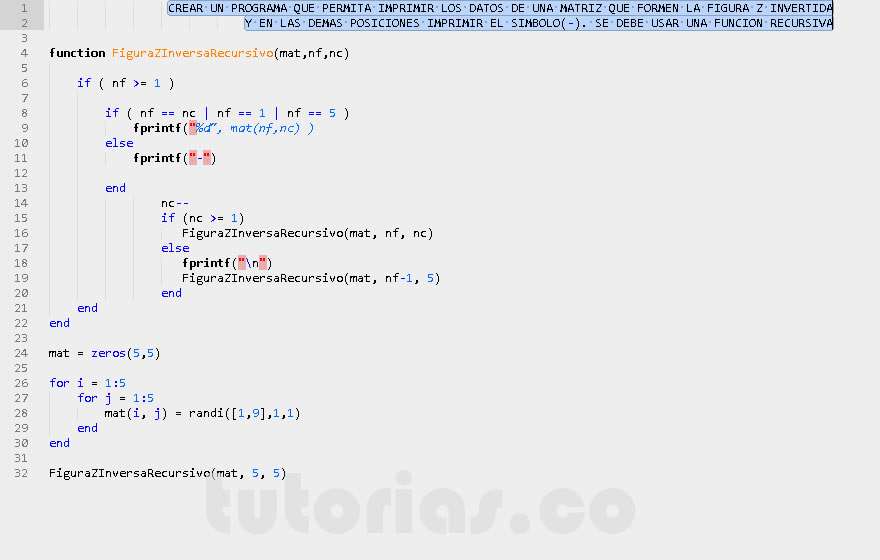 recursividad – matLab (figura Z invertida recursivo)