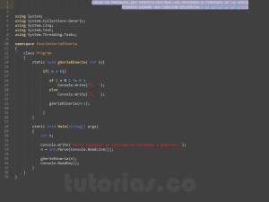 programacion en c#: serie binaria recursivo