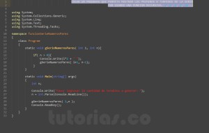 programacion en c#: serie numeros pares recursivo