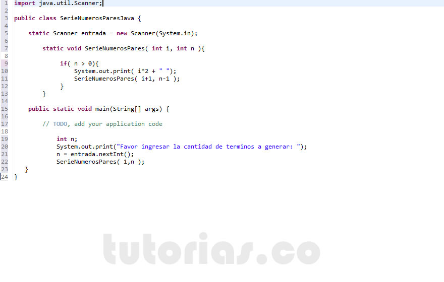 programacion en java: serie numeros pares recursivo