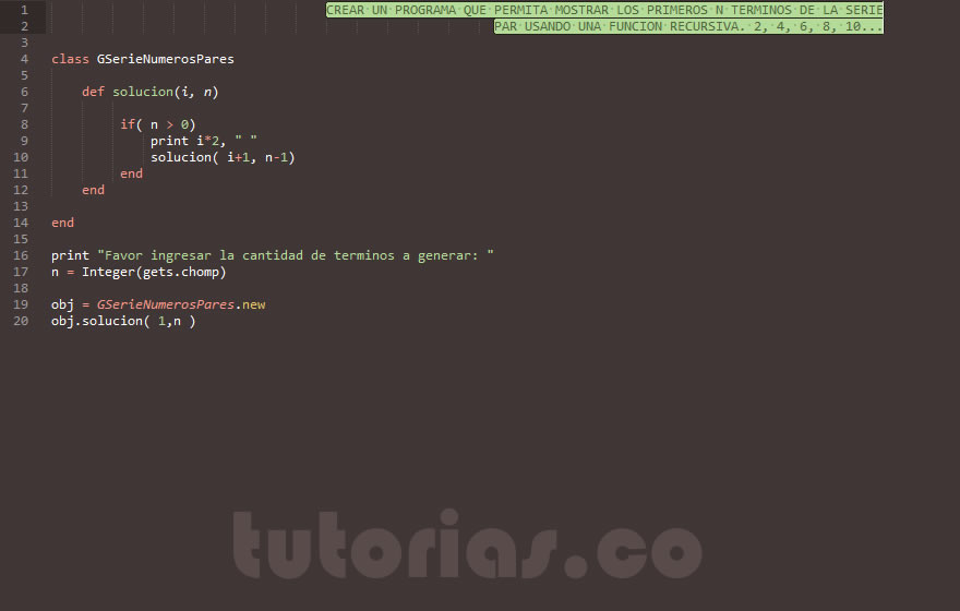 programacion en ruby: serie numeros pares recursivo
