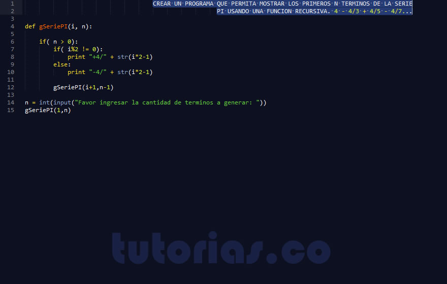 recursividad – python (serie PI)