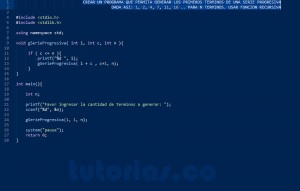 programacion en turbo C: serie progresiva recursivo