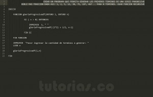 programacion en pseudocodigo: serie progresiva doble mas fraccion