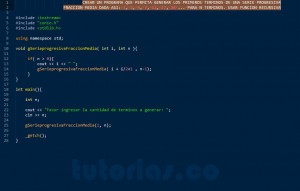 programacion en c++: serie progresiva fraccion media recursivo