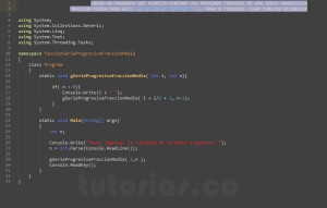 programacion en c#: serie progresiva fraccion media recursivo