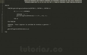 programacion en pseudocodigo: serie progresiva potencia recursivo