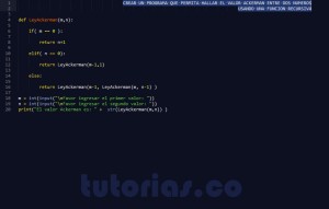 programacion en python: ley de ackermann