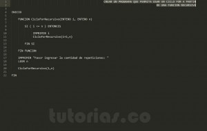 programacion en pseudocodigo: ciclo for recursivo