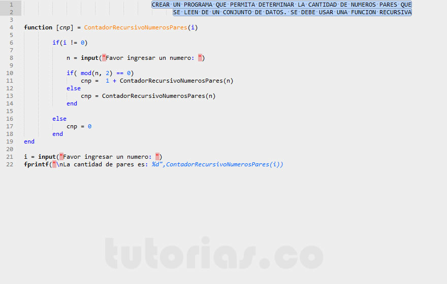 recursividad – matlab (contador recursivo de numeros pares)