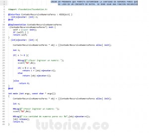 programacion en Objective C: contador recursivo de numeros pares