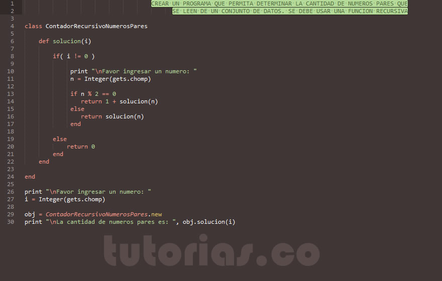 recursividad – ruby + POO (contador recursivo de numeros pares)