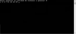 resultado ejecucion programa: serie progresiva recursivo