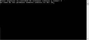 resultado ejecucion programa: suma recursiva de numeros cubicos