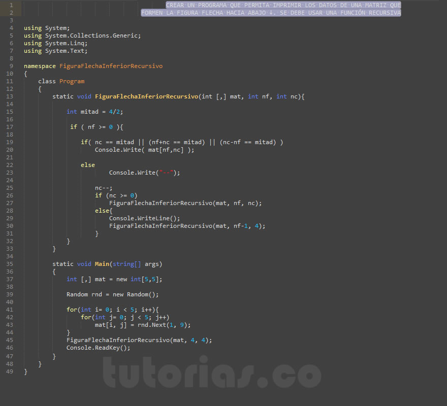 recursividad – visualStudio c# (figura flecha inferior recursivo)