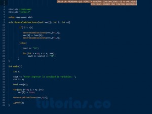 programacion en C++: generar combinaciones de variables booleanas