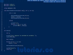 programacion en turbo C: generar combinaciones de variables booleanas
